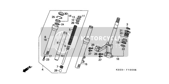 Honda SH100 1996 Fourche avant/Coussin avant pour un 1996 Honda SH100